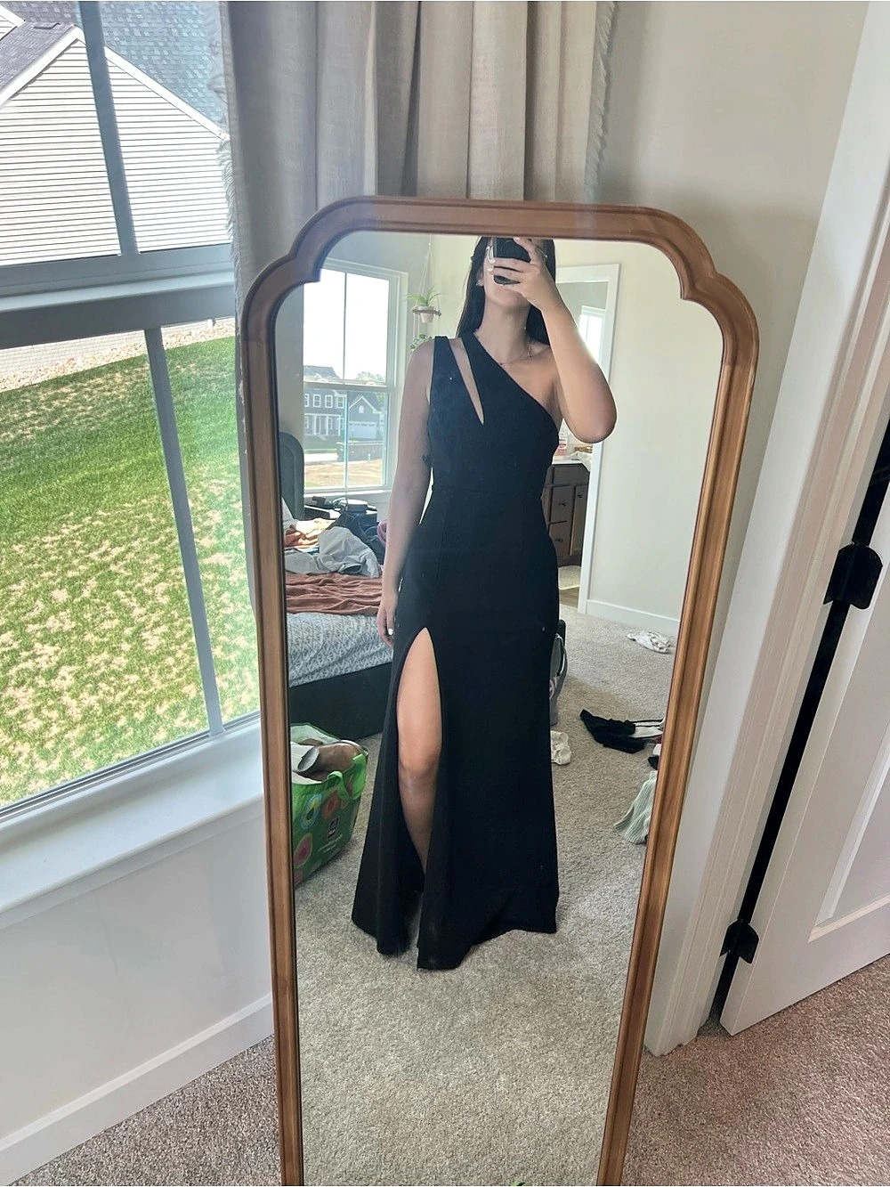 Lulus Enchanted Energy Black One-Shoulder Maxi Dress Size Small